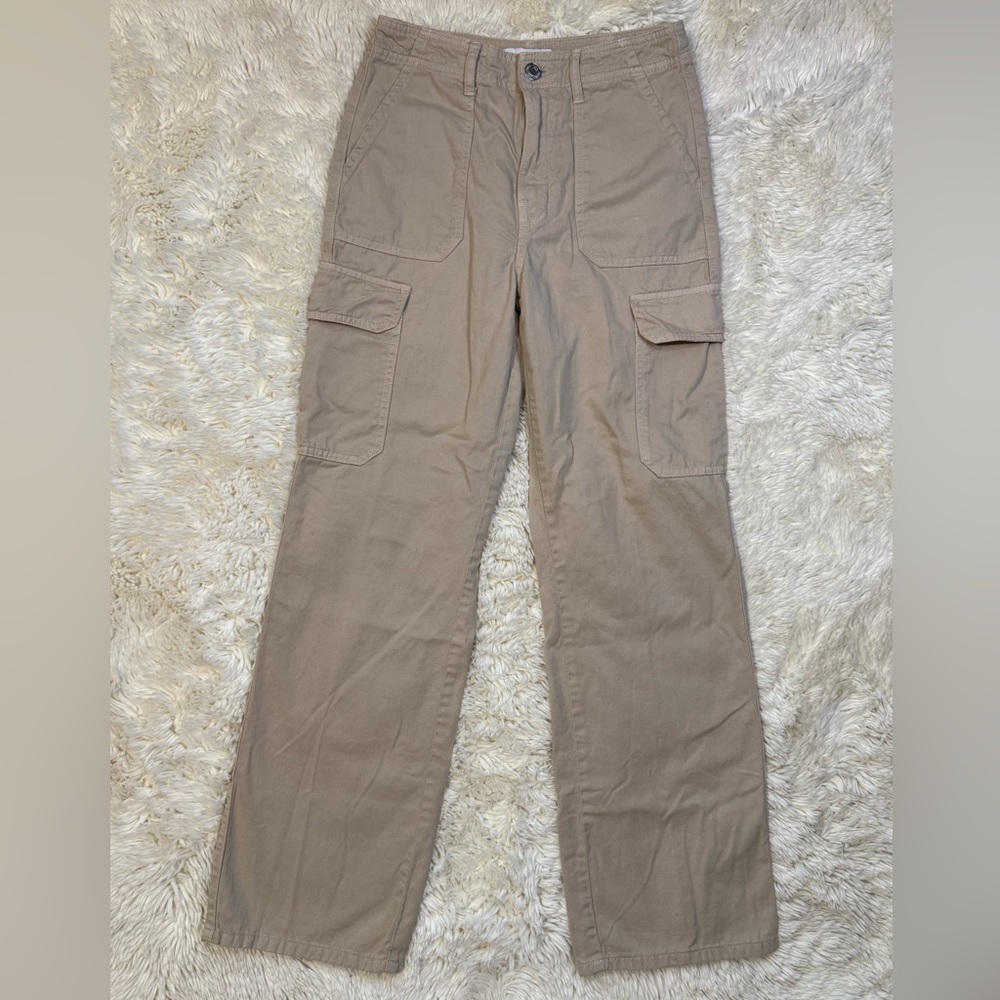 Zara Straight/Wide Leg Tan/Khaki Cargo Pants